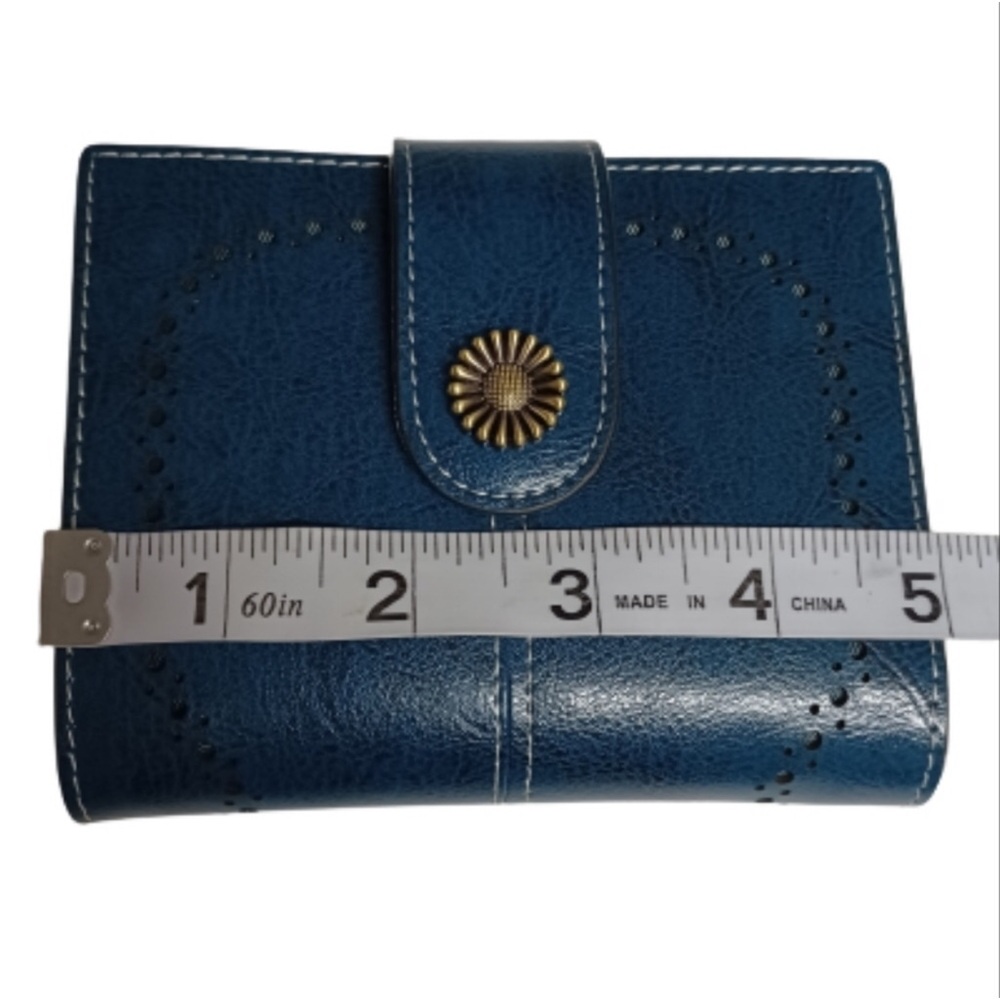 SEAMMER Teal Blue Green Bifold Leather Wallet Coin Purse New inside Gift Box - Picture 7 of 12